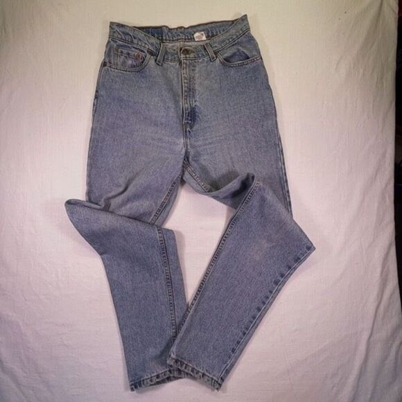 Vintage Levi’s Blue 521 Tapered Leg Tapered Fit High Rise Mom Jeans Size 14 Long - Picture 1 of 11
